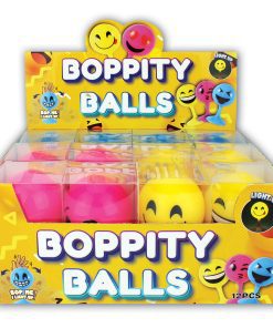 Children’s textured bouncing balls that light up on impact, packaged in retail box